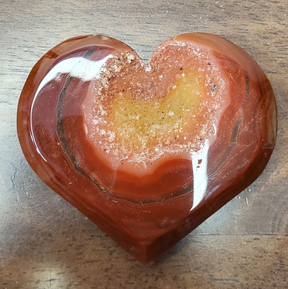 Carnelian Crystal Heart With Druzy - Picture 8 of 13